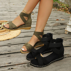Novara Velvet Gladiator Wedge Sandals