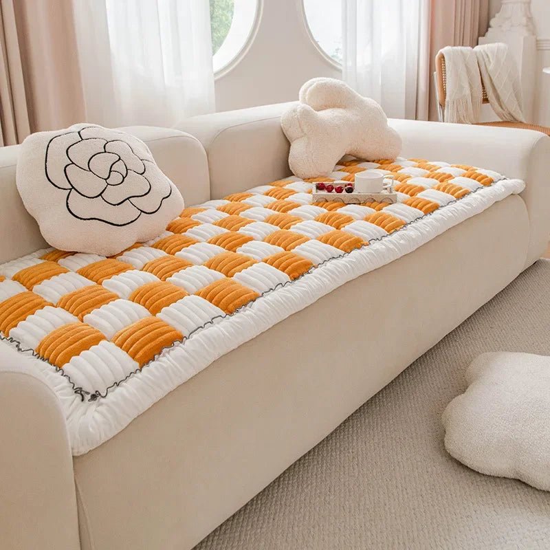 Plush Velvet Sofa Protector for Pets – Non-Slip Couch Cover, Easy to Clean, Stylish Retro Design, Ideal Pet Couch Cover
