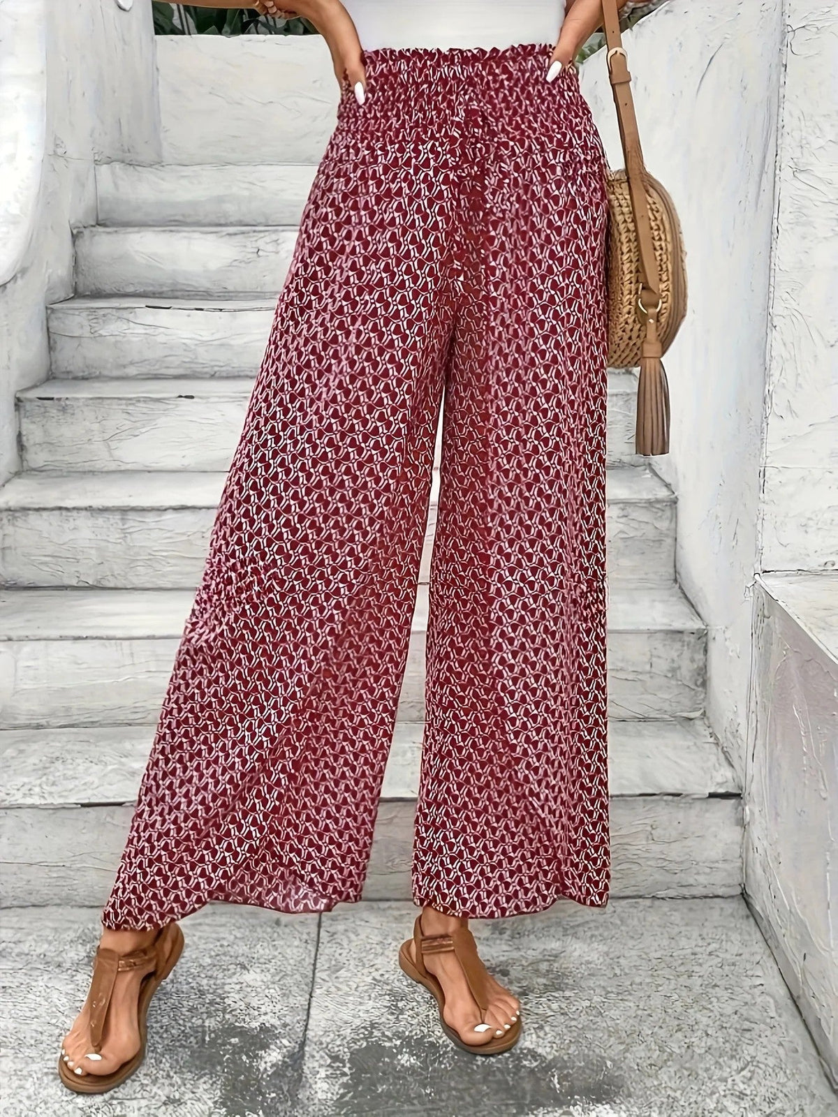 Positano Print Wide Leg Pants