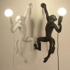 Quirky Resin Monkey Wall Light – Vintage-Inspired Pendant with Hemp Rope
