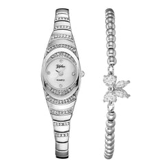 Radiant Rhinestone Bracelet Watch for Women | Quartz Timepiece with Adjustable Metal Band