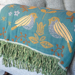 Reversible Scandinavian Bird Throw Blanket dylinoshop