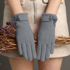 Riley Women's Gloves | Warm Wool-Mix with Bow Accent