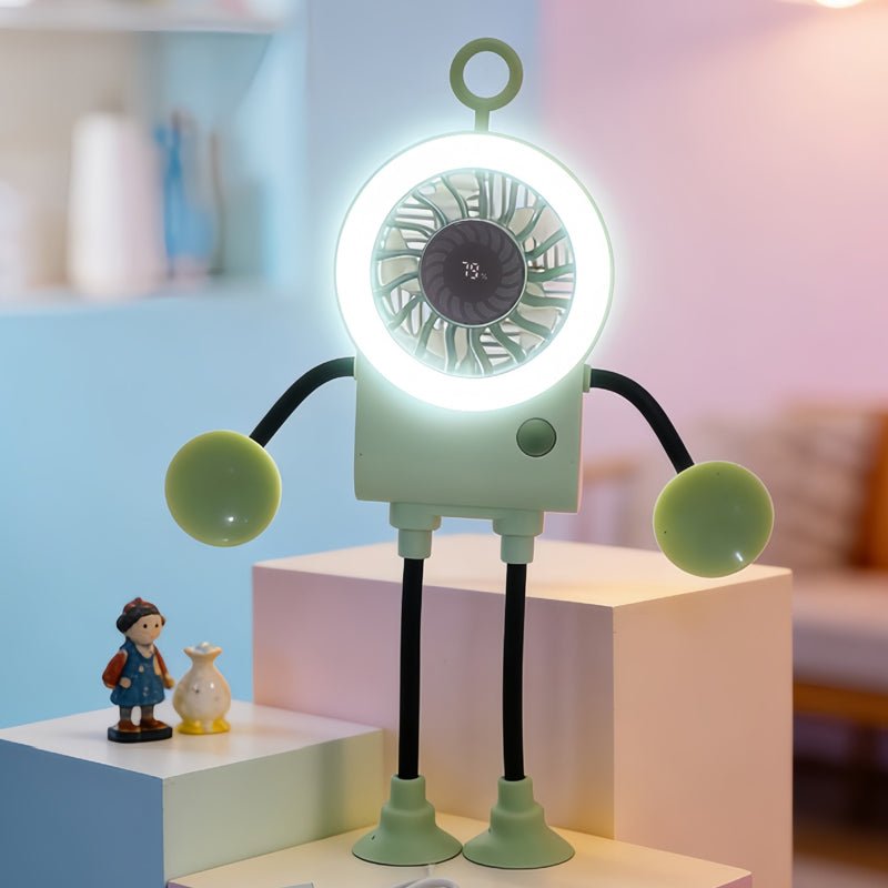 Ruffle Air Portable Fan | Flexible Stand, Type-C Charging & LED Ring Light