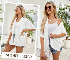 Serena Airy Short-Sleeve Cardigan | Draped Summer Layer