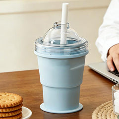 SnapSip Collapsible Silicone Cup | Travel Straw Tumbler & Ice Sphere Mold