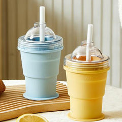 SnapSip Collapsible Silicone Cup | Travel Straw Tumbler & Ice Sphere Mold