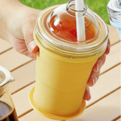 SnapSip Collapsible Silicone Cup | Travel Straw Tumbler & Ice Sphere Mold