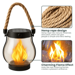 Solar Lantern with Flickering Flame Effect | Outdoor Lighting for Camping and Backyard Use