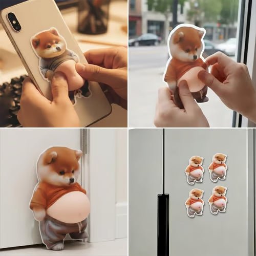 Squeezable 3D Dog Door Stopper | Self-Adhesive Wall Guard for Tactile Fidget