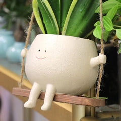 Swinging Plant Pot with Smiley Face | Indoor and Outdoor Decor