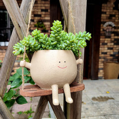 Swinging Plant Pot with Smiley Face | Indoor and Outdoor Decor