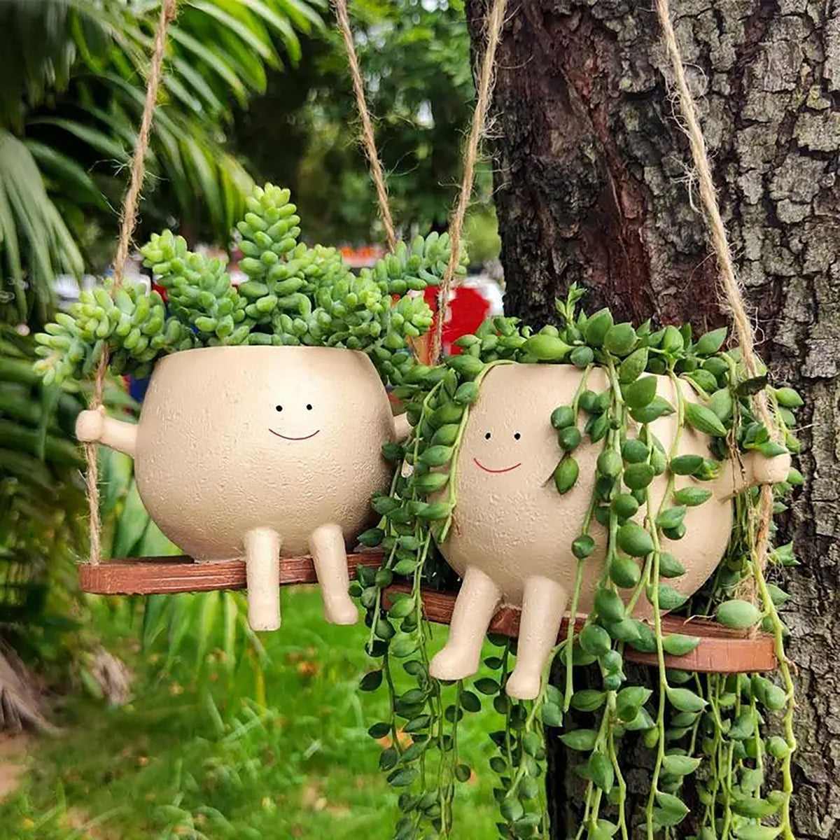 Swinging Plant Pot with Smiley Face | Indoor and Outdoor Decor