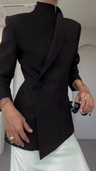 Sylvia Loose-Fit Women's Blazer | Notched Collar, Button Detail