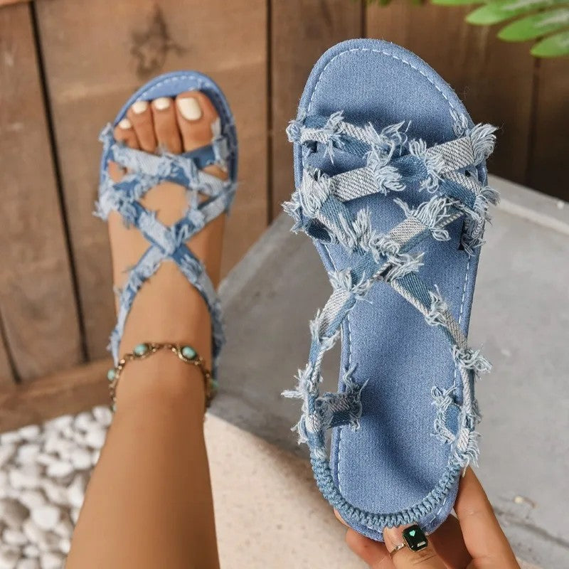 Tricarico Frayed Denim Sandals