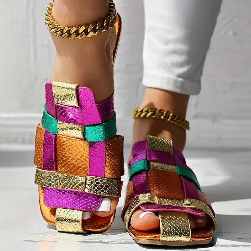 Valencio Woven Flat Slides