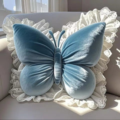 Velvet and Lace Decorative Throw Pillow – Plush Couch Accent Pillow for Stylish Home Decor