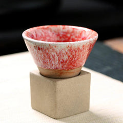 Vintage Cone Shaped Ceramic Espresso Cups Set with Holder – Handcrafted Demitasse Mugs for Unique Coffee Experience