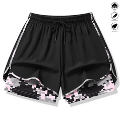 WillowRun Women's 2-in-1 Workout Shorts | Airy Soft Blend, Pockets & Drawstring