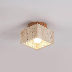 Wood Flush Mount Ceiling Light – Modern Cylindrical Design for Living Room, Bedroom, and Hallway