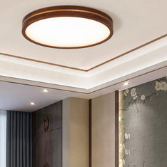 Wooden LED Flush Mount Ceiling Light with Dimmable Function – Modern Design for Indoor Spaces