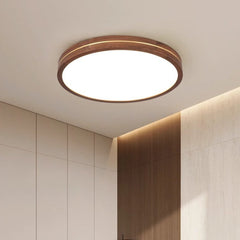 Wooden LED Flush Mount Ceiling Light with Dimmable Function – Modern Design for Indoor Spaces