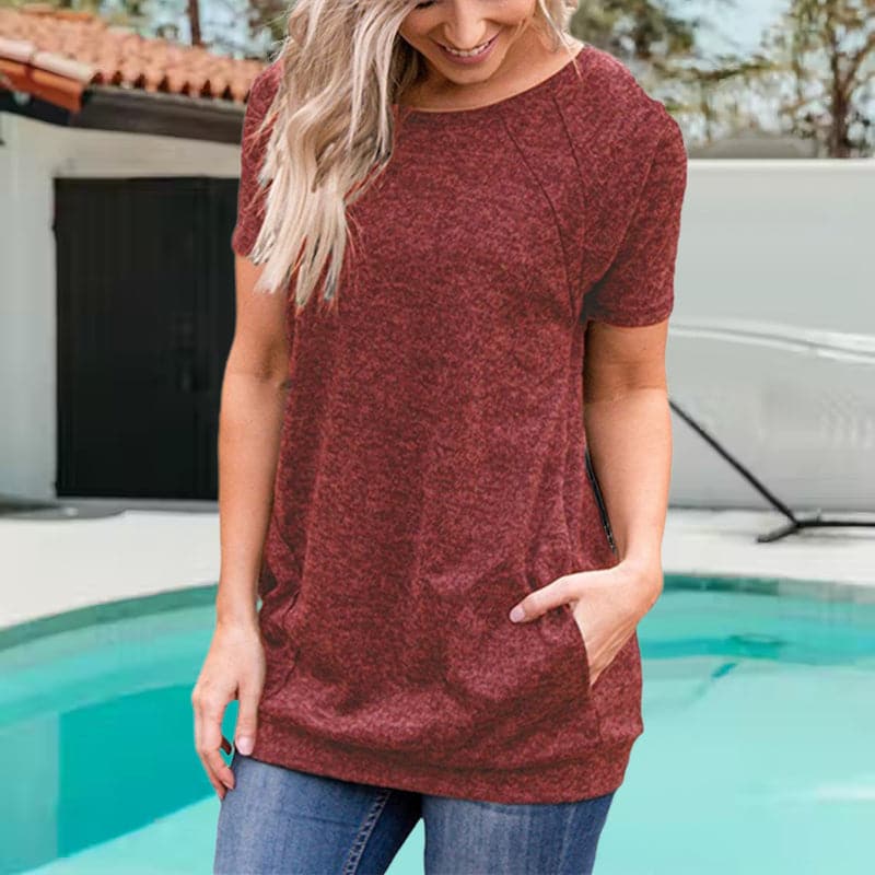 Round Neck Loose Casual Tops luckyidays