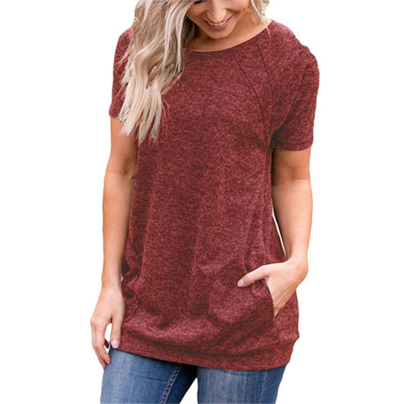 Round Neck Loose Casual Tops luckyidays