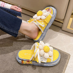 Sunflower & Shoelace Decor Slippers dylioshop