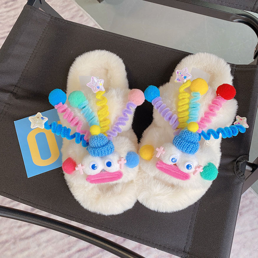 Clown Shaped Fluffy Slippers dylioshop