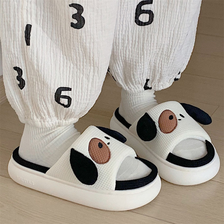 Cute Puppy Linen Slippers dylioshop