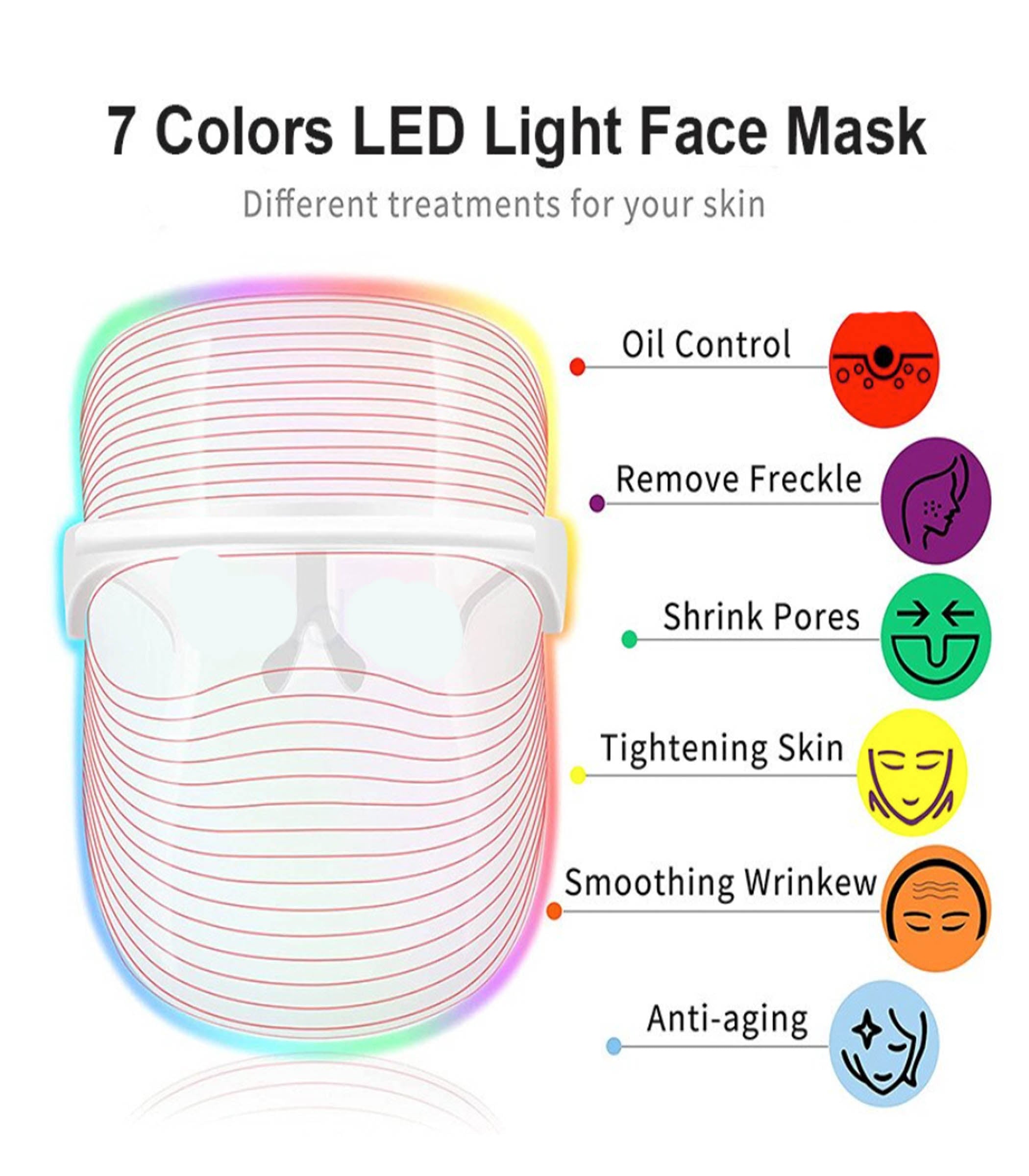 How To Glow 7 Color LED Light Therapy Mask dylinoshop