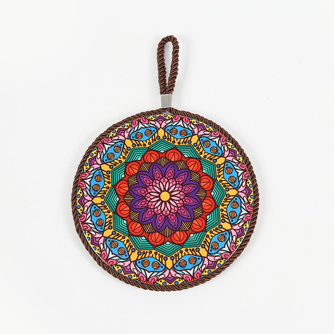 Mandala Print Ceramic Cork Insulation Pad Feajoy