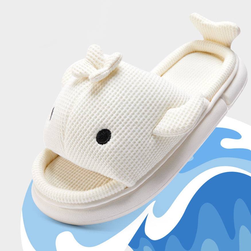 Whale Shaped Linen Slippers dylioshop