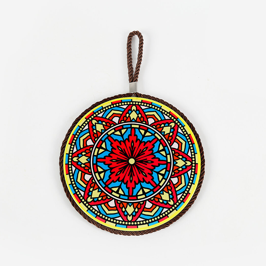 Mandala Print Ceramic Cork Insulation Pad Feajoy