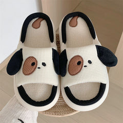 Cute Puppy Linen Slippers dylioshop