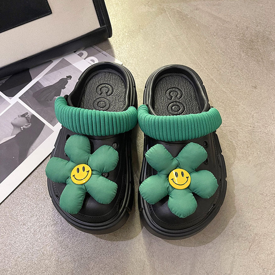 Smiling Floral Thick-Soled DIY Garden Clog dylioshop