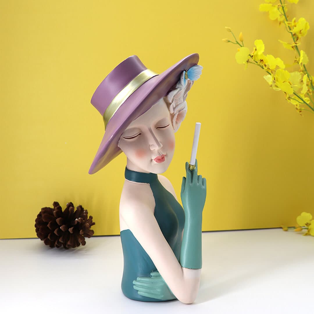 Modern Girl Thinking Statue Flower Vase Feajoy