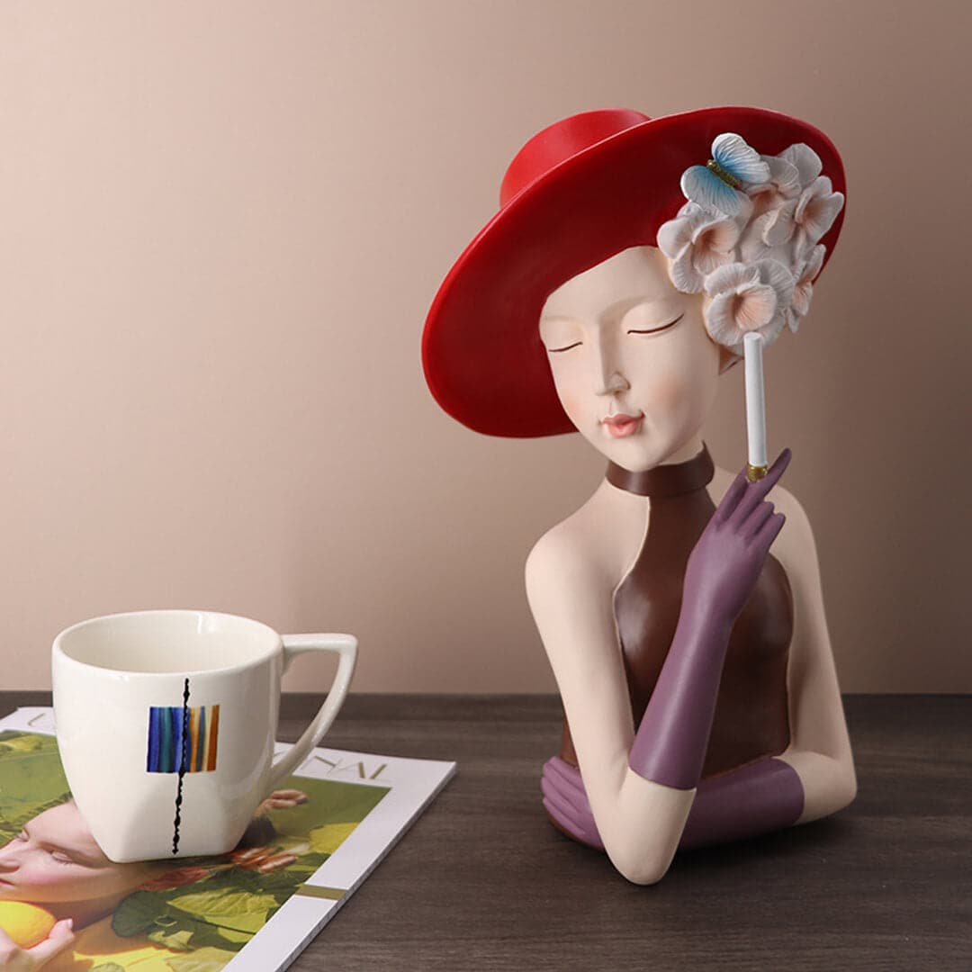 Modern Girl Thinking Statue Flower Vase Feajoy