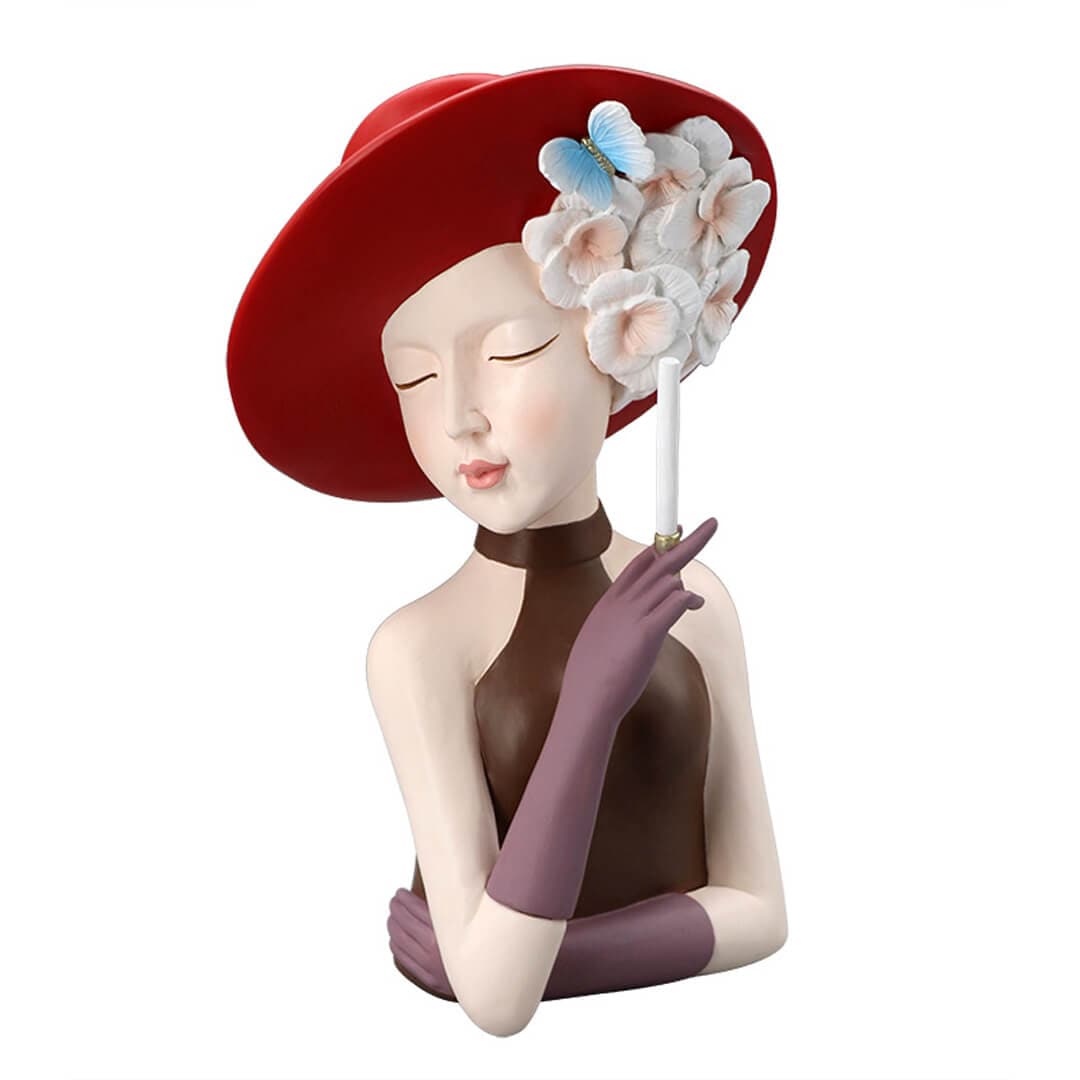 Modern Girl Thinking Statue Flower Vase Feajoy