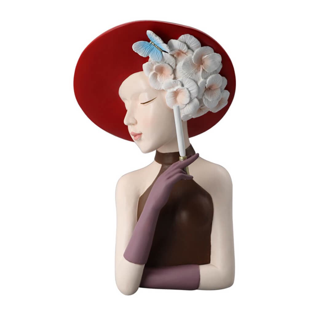 Modern Girl Thinking Statue Flower Vase Feajoy