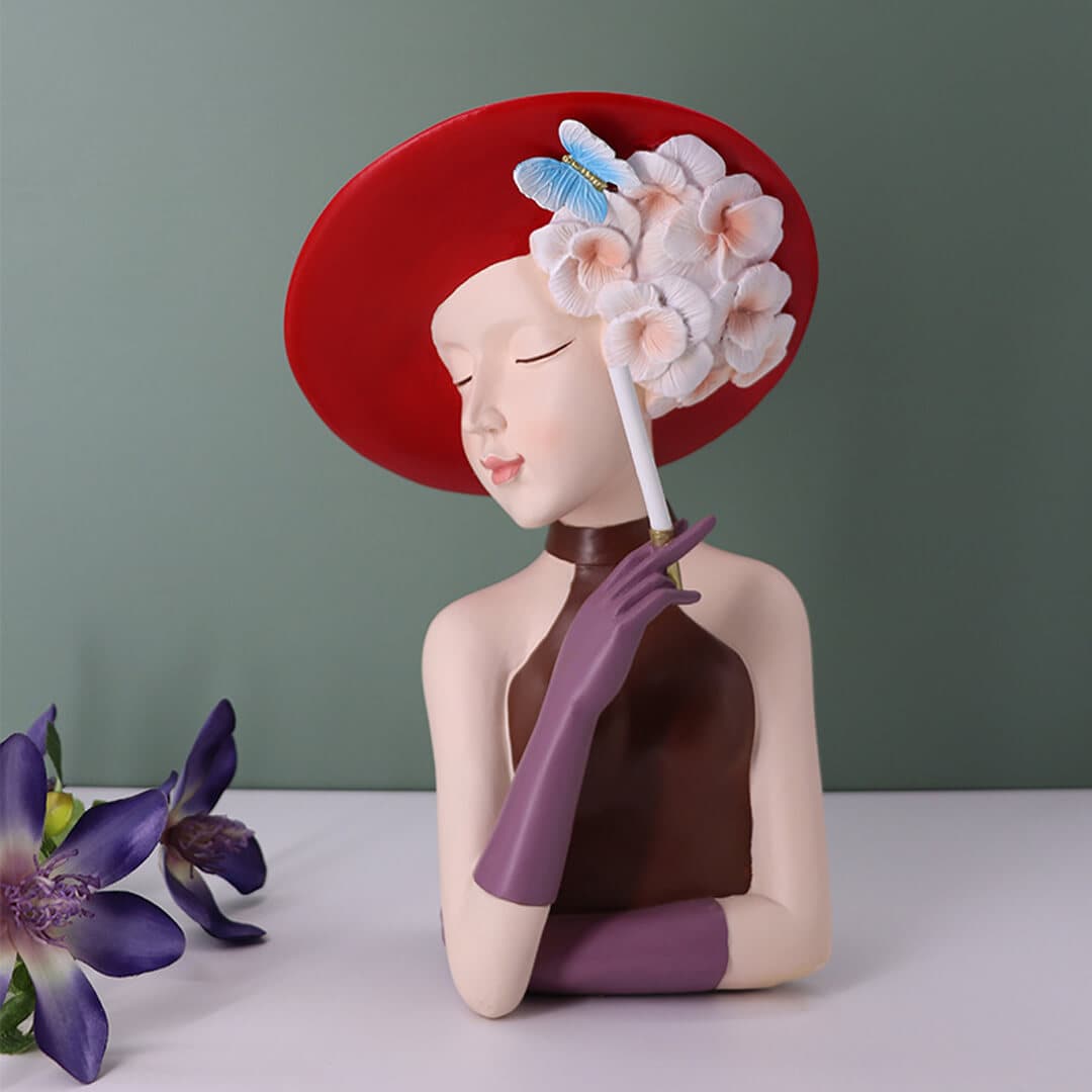 Modern Girl Thinking Statue Flower Vase Feajoy