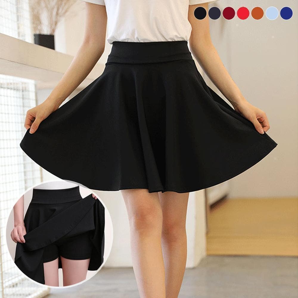 A-line Elastic Waist Pleated Shorts Skirts dylinoshop