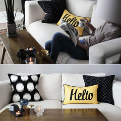 Hello Print Minimalist Pillow Cover Feajoy