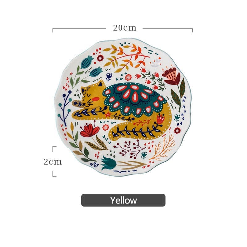 Hand Painted Cat Dinner Plate dylinoshop