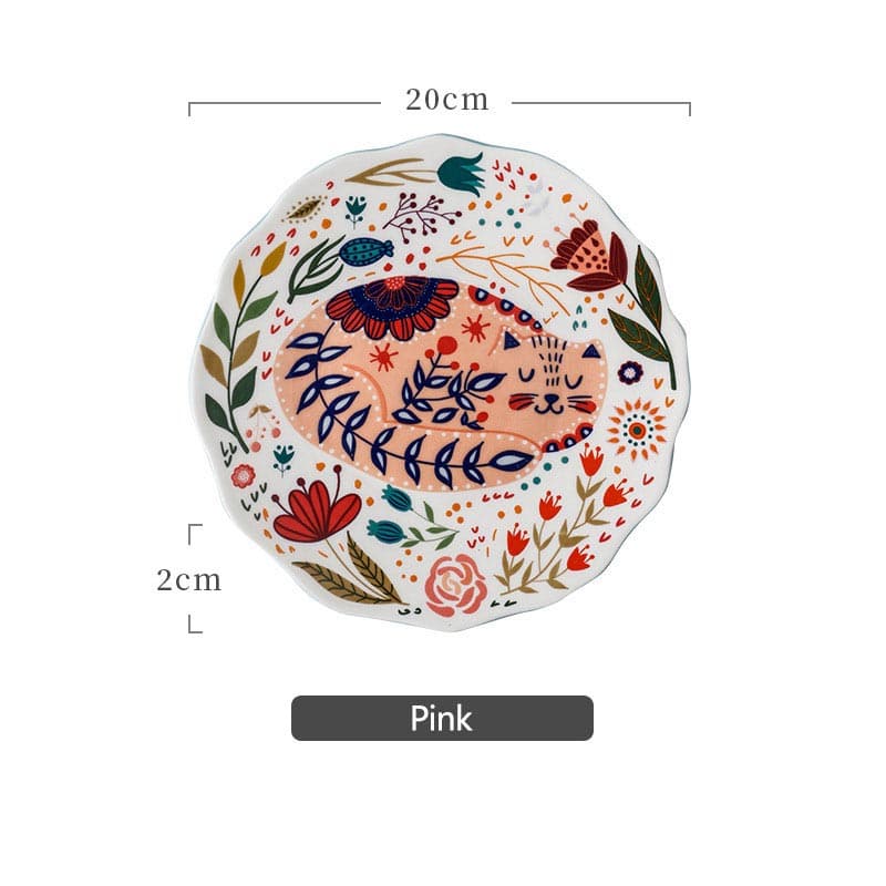 Hand Painted Cat Dinner Plate dylinoshop