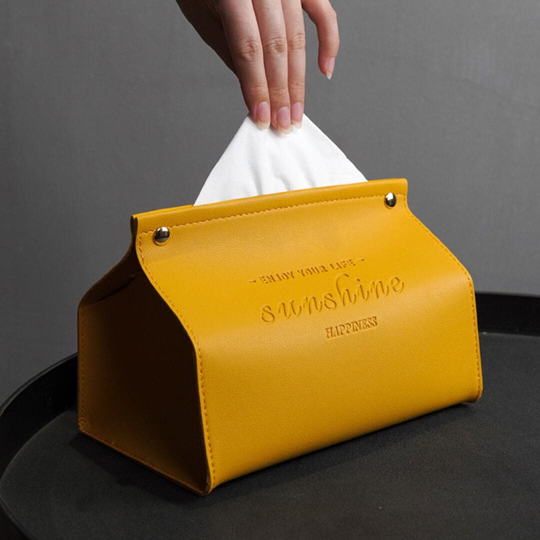 Leather Bag Tissue Box Feajoy