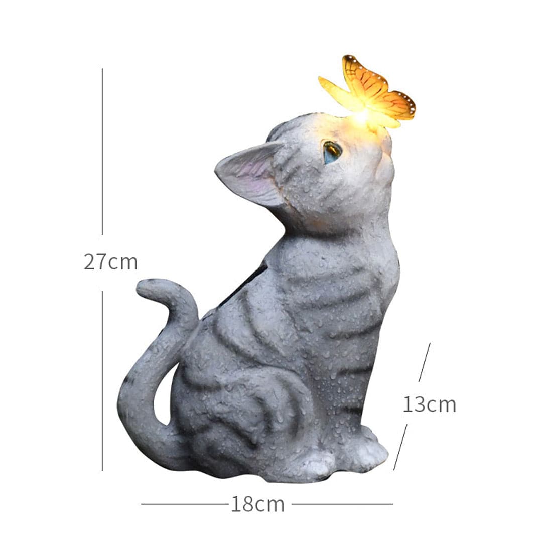 Dog/Cat With Butterfly Solar Lights Garden Decor Feajoy