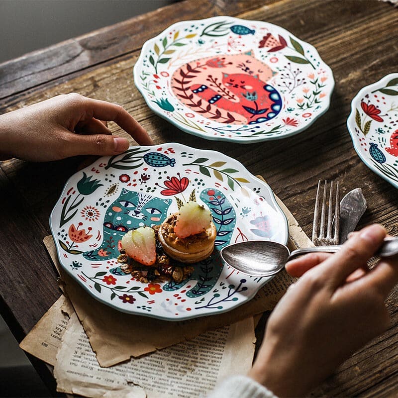 Hand Painted Cat Dinner Plate dylinoshop