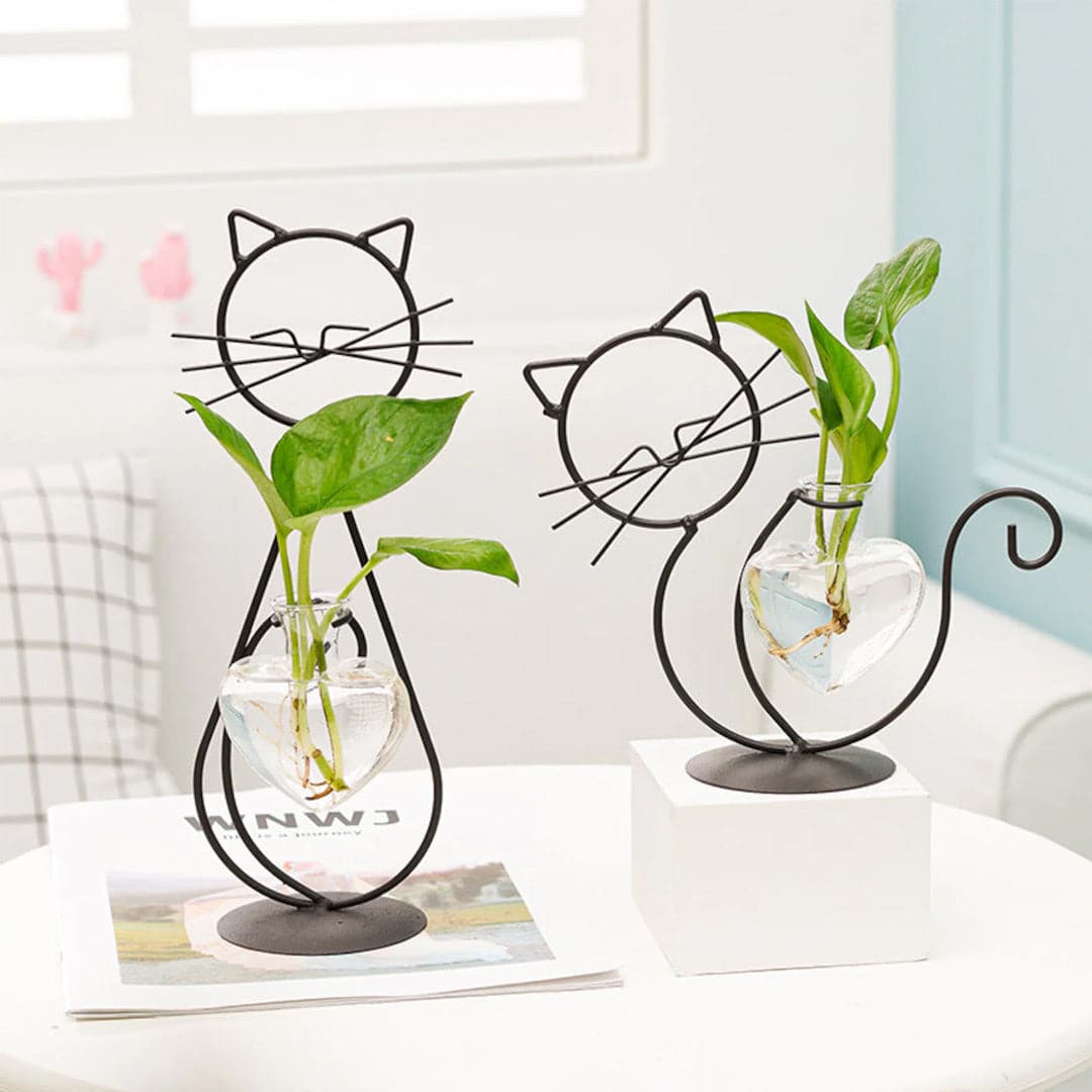 Cat Iron Art Deco Hydroponic Vase dylinoshop